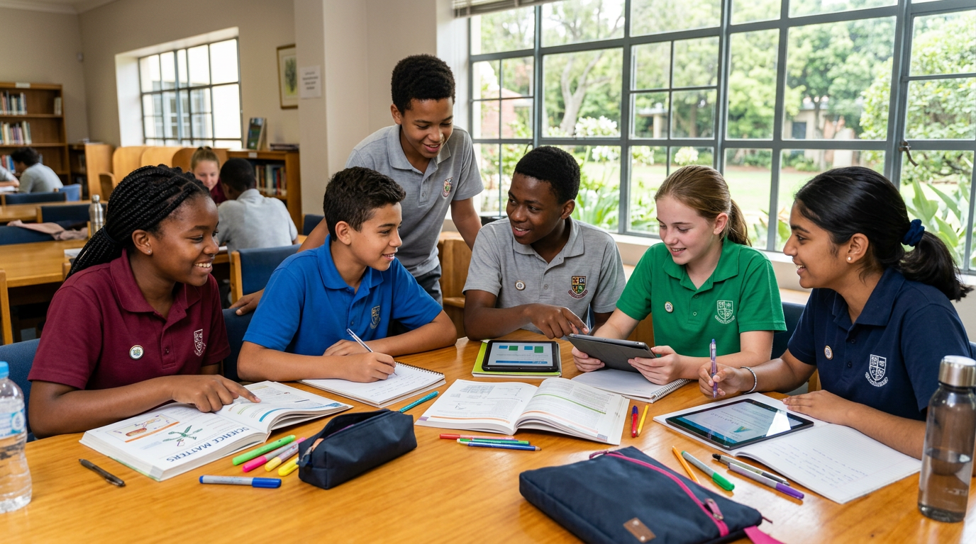 Students studying together in a group